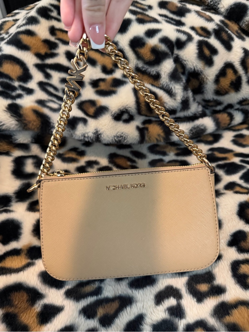 MICHAEL KORS Tan Leather Chain-Handle Bag